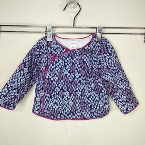 Tea Collection Reversible Jacket Purple Print / Grey Cotton